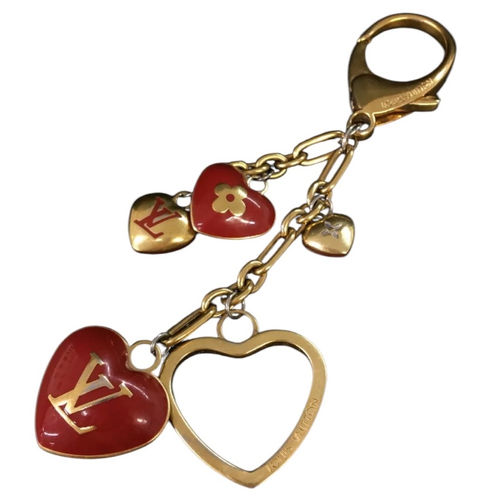 38-25 Louis Vuitton Bijou Sac Red and Gold Heart Keychain